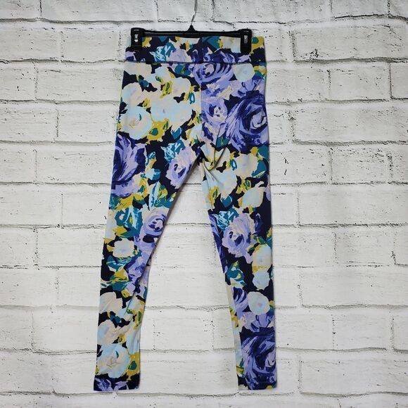 Aerie Hi Rise Navy Floral Print Leggings Medium - Picture 3 of 8